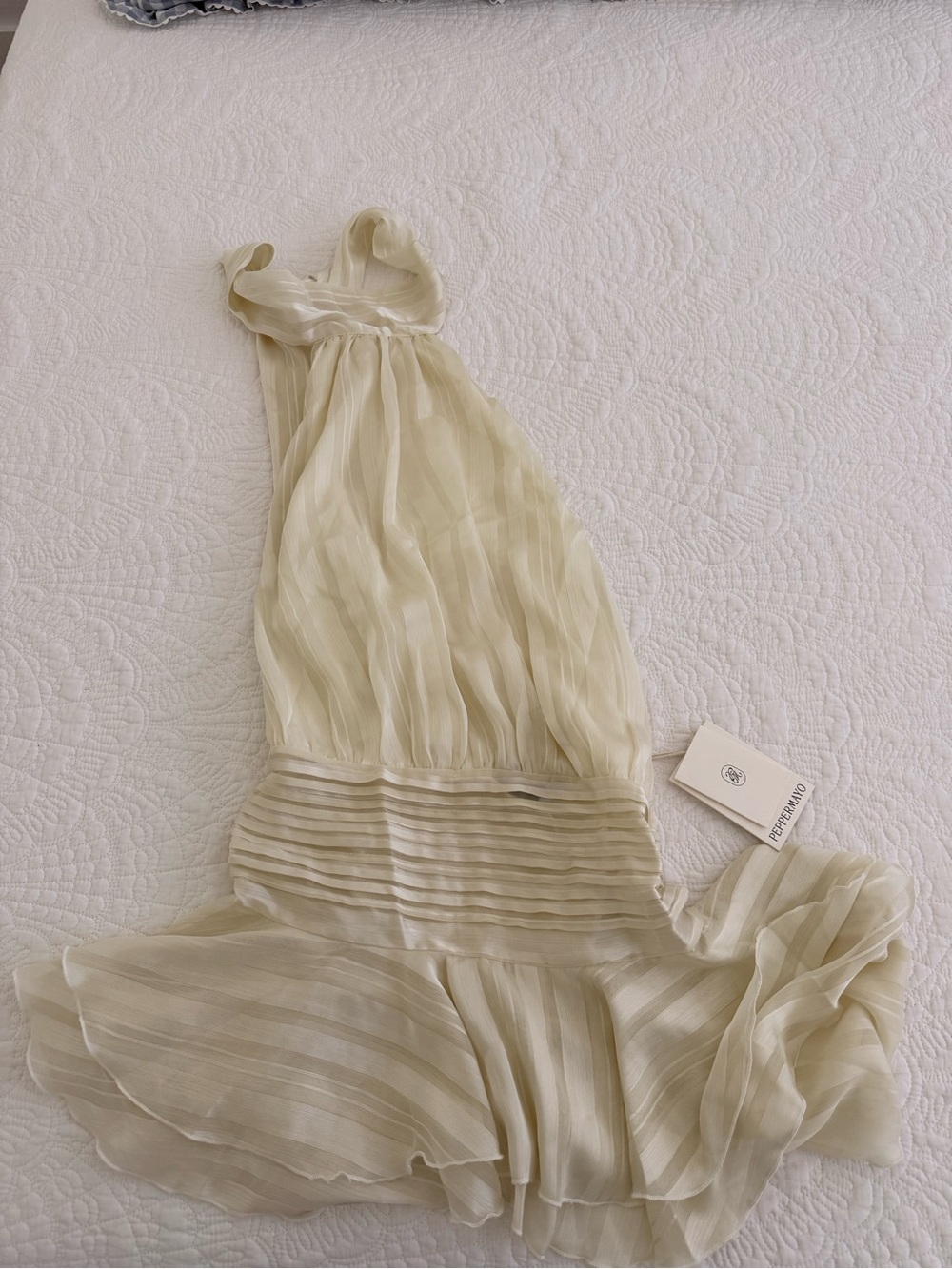 Peppermayo Ivory Willow Chiffon Backless Mini Dress - Picture 2 of 4